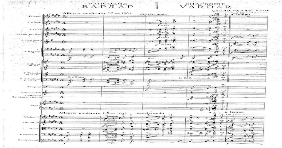 P.Vladigerov - ''Vardar'' Rhapsody Op.16 (Full score) - [PDF Document]