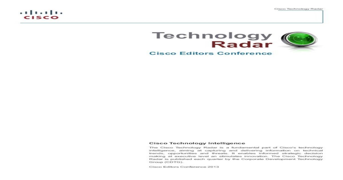 Technology Radar - Cisco Editor&amp;#039;s Conference - [PDF Document]