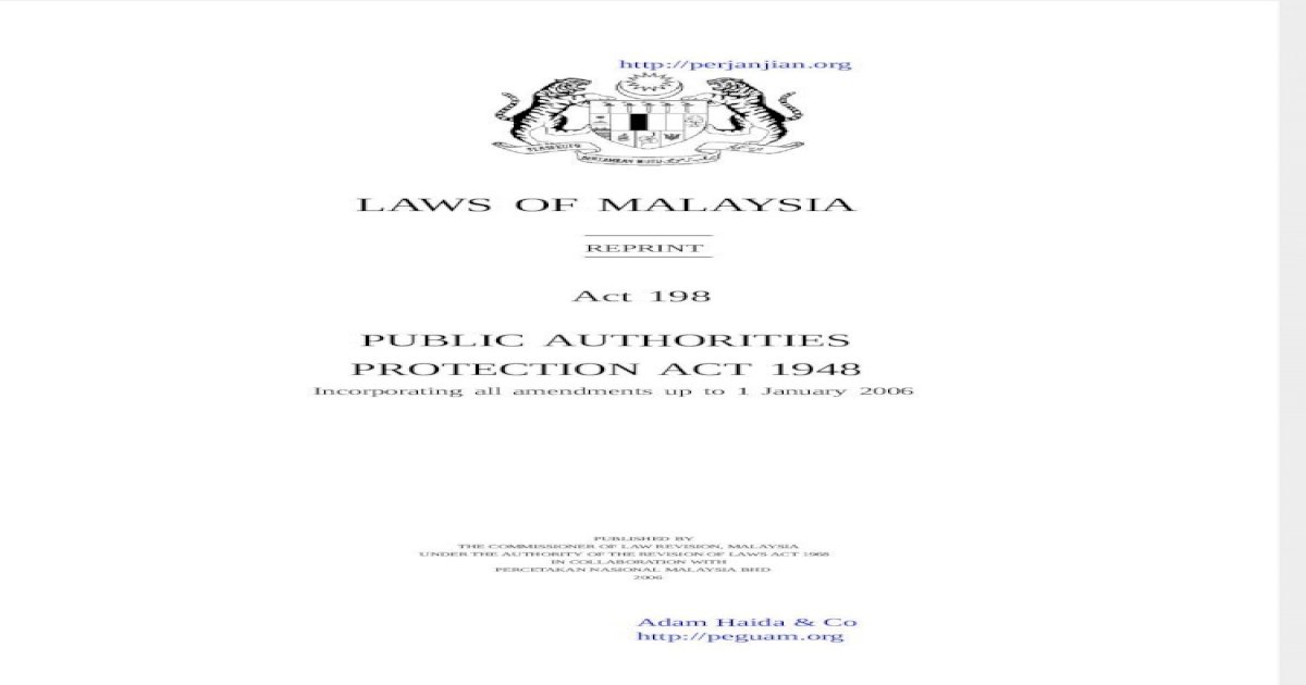 Act 198 Public Authorities Protection Act 1948 Pdf Document
