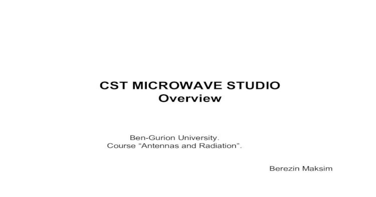 Presentation on CST Microwave Studio - [PDF Document]