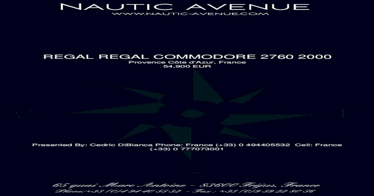 REGAL REGAL COMMODORE 2760, 2000, 54.900&nbsp;&euro; For Sale Brochure.  Presented By nautic- - [PDF Document]