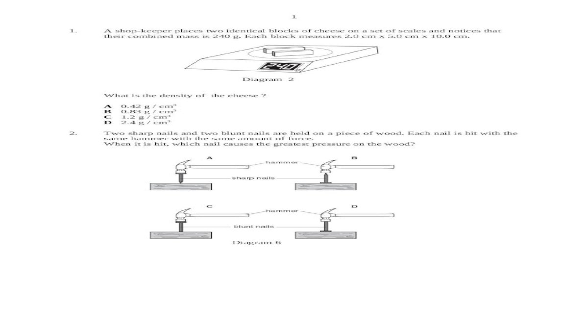 Soalan Paper 1 Fizik Elasticity Pressure Doc Document