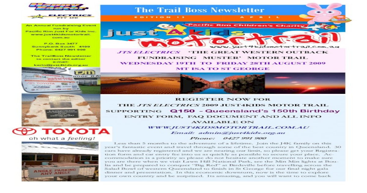 The Trail Boss Newsletter Just 4 Kids Motortrail Ing Our Flyers Brochures Business Cards Corflute Signs Banners And Stand Up Advertisers His Patience Is Legendary As Mark Changes Pdf Document