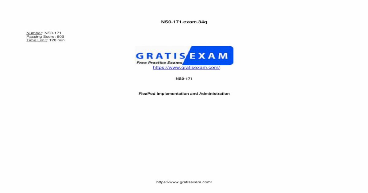 NetApp FlexPod Implementation and Administration NS0-171 Test Exam QA PDF+SIM 