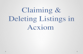 Acxiom: Adding and Deleting Listings