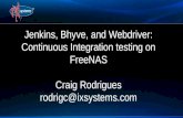 Jenkins, Bhyve, and Webdriver: Continuous Integration ... Bhyve, and Webdriver: Continuous Integration testing on ... Continuous Integration (CI) Describe how Jenkins was set up in