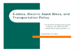 E-bikes, Electric Assist Bikes, and Transportation Policy