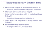 AVL Trees / Slide 1 Balanced Binary Search Tree  Worst case height of binary search tree: N-1  Insertion, deletion can be O(N) in the worst case  We.