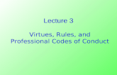 Lecture 3 Virtues, Rules, and Professional Codes of Conduct.