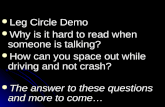Leg Circle Demo Leg Circle Demo Why is it hard to read when someone is talking? Why is it hard to read when someone is talking? How can you space out while.