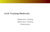 Unit Testing Methods White-box Testing Black-box Testing Extensions.
