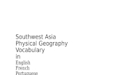 Southwest Asia Physical Geography Vocabulary in English French Portuguese Spanish.