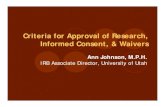 Criteria for Approval, Informed Consent, & .Criteria for Approval of Research, Informed Consent,