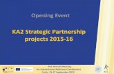 KA2 Strategic Partnership projects 2015-16 KA2 Strategic Partnership projects 2015-16 Opening Event