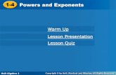 Warm Up Lesson Presentation Lesson Quiz - Warm Up Lesson Presentation Lesson Quiz. Holt Algebra 1 1-4