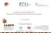 ETHICS IN HR PRACTICE: Role of HR Professionals as ethics ... Maseko -  آ  of practice and
