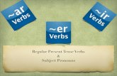 ar/-er/-ir verbs & subject pronouns Subject Pronouns (Let's review) Very important in Spanish because