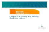 Lesson 7: Creating and Editing Business ... Editing Text Inserting and Deleting [Backspace] and [Delete]