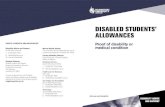 DISABLED STUDENTSâ€™ ALLOWANCES DISABLED STUDENTSâ€™ ALLOWANCES Proof of disability or medical condition