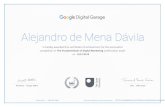 Alejandro de Mena Dأ،vila gle Digital Garage is hereby awarded this certificate of achievement for the