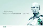 Did you say Advanced Persistent Threats? Did you say Advanced Persistent Threats? 2 considered a re-usable
