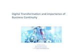 Digital Transformation and importance of Business Continuity ... Business Continuity as resilience for