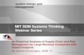 MIT SDM Systems Thinking Webinar Series SDM Systems Thinking Webinar Series . An Empirical Analysis of Supply Chain and Risk ... – Dr. David Simchi-Levi • Professor of Engineering