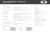 MANPREET SINGH PROFILE Name: Manpreet Singh Birthday: 10 April, 1992 Nationality: Indian Visa Status: