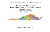 Annual Report Discipline, Crime, and Virginia Annual Report on Discipline, Crime, and Violence 2010-2011