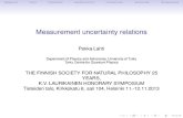 Measurement uncertainty Pekka Lahti Department of Physics and Astronomy, University of Turku Turku Centre