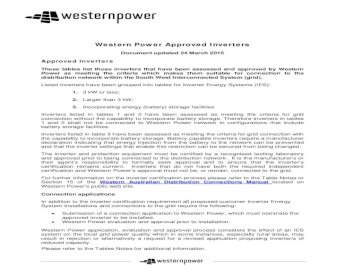 Western Power Approved Inverters - .Western Australian Distribution  Connections Manual . located - [PDF Document]